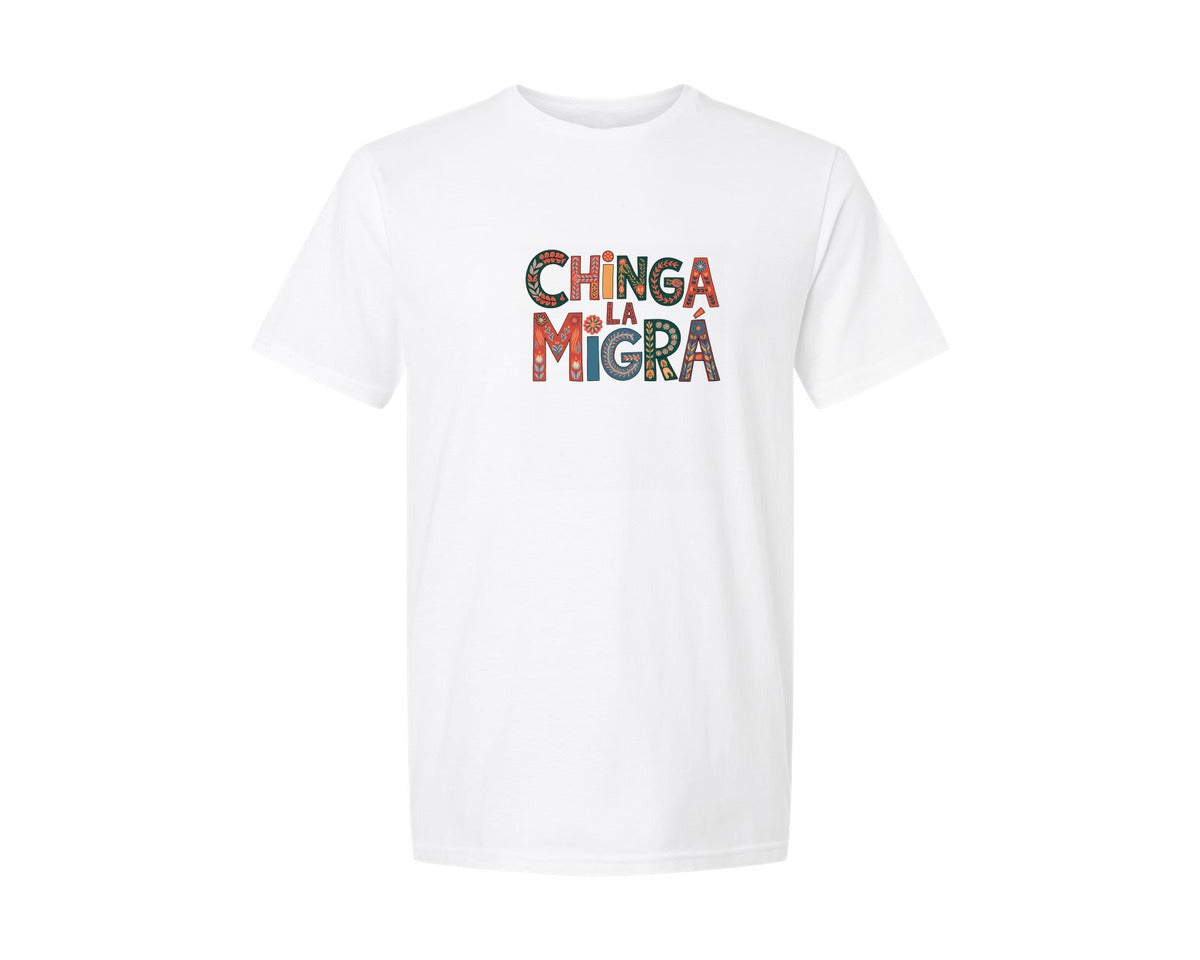 brand:Generic|color:White|Chinga La Migra Graphic T-Shirt