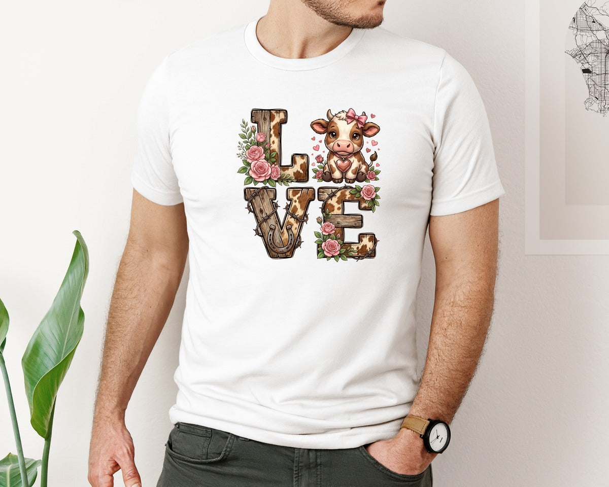 brand:Bella Canvas|color:White|Love Rainbow Faux Yarn Valentine Tshirt 2 Graphic T-Shirt