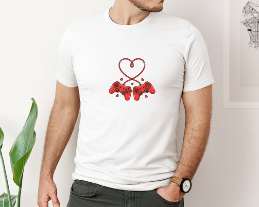 Gamer Love Heart Controller Design Graphic T-Shirt