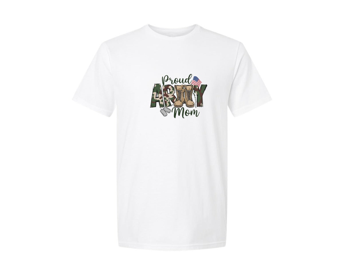 brand:Generic|color:White|Proud Army Mom Us Veterans Day Graphic T-Shirt
