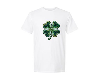 brand:Generic|color:White|Faux Sequin Shamrock Patricks Day Graphic T-Shirt