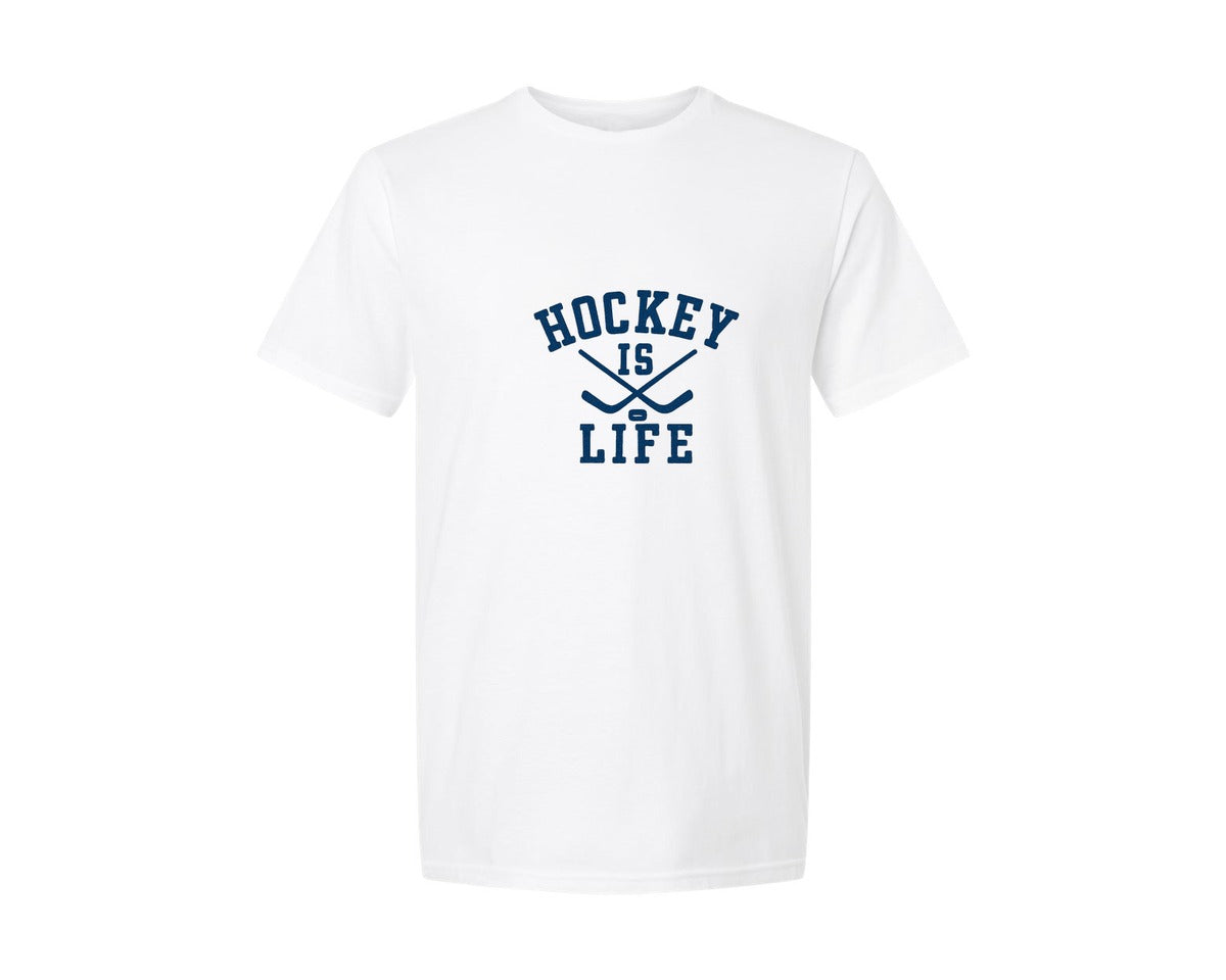 brand:Generic|color:White|Hockey Is Life Retro Quote Graphic T-Shirt