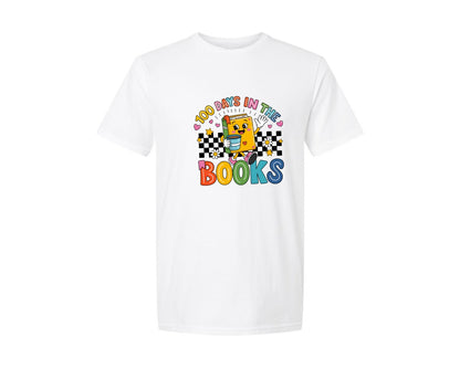 brand:Generic|color:White|100 Days In The Books Books Graphic T-Shirt