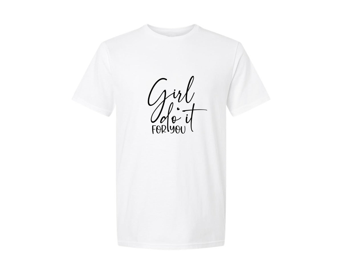 brand:Generic|color:White|Girl Do It For You Sleeve Design Graphic T-Shirt