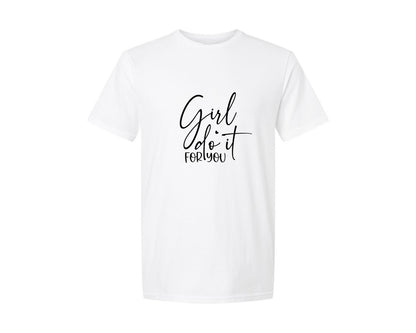 brand:Generic|color:White|Girl Do It For You Sleeve Design Graphic T-Shirt