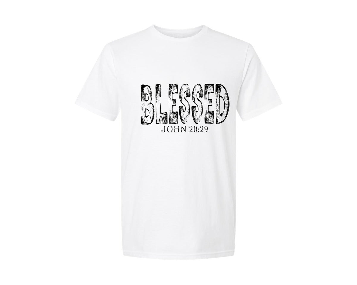 brand:Generic|color:White|Blessed Christian Quote Retro Distressed Graphic T-Shirt