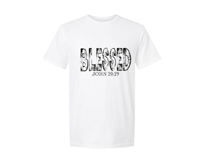 brand:Generic|color:White|Blessed Christian Quote Retro Distressed Graphic T-Shirt