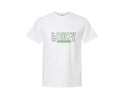 brand:Comfort Colors|color:White|Shamrock Lucky Mama St Patricks Day Graphic T-Shirt