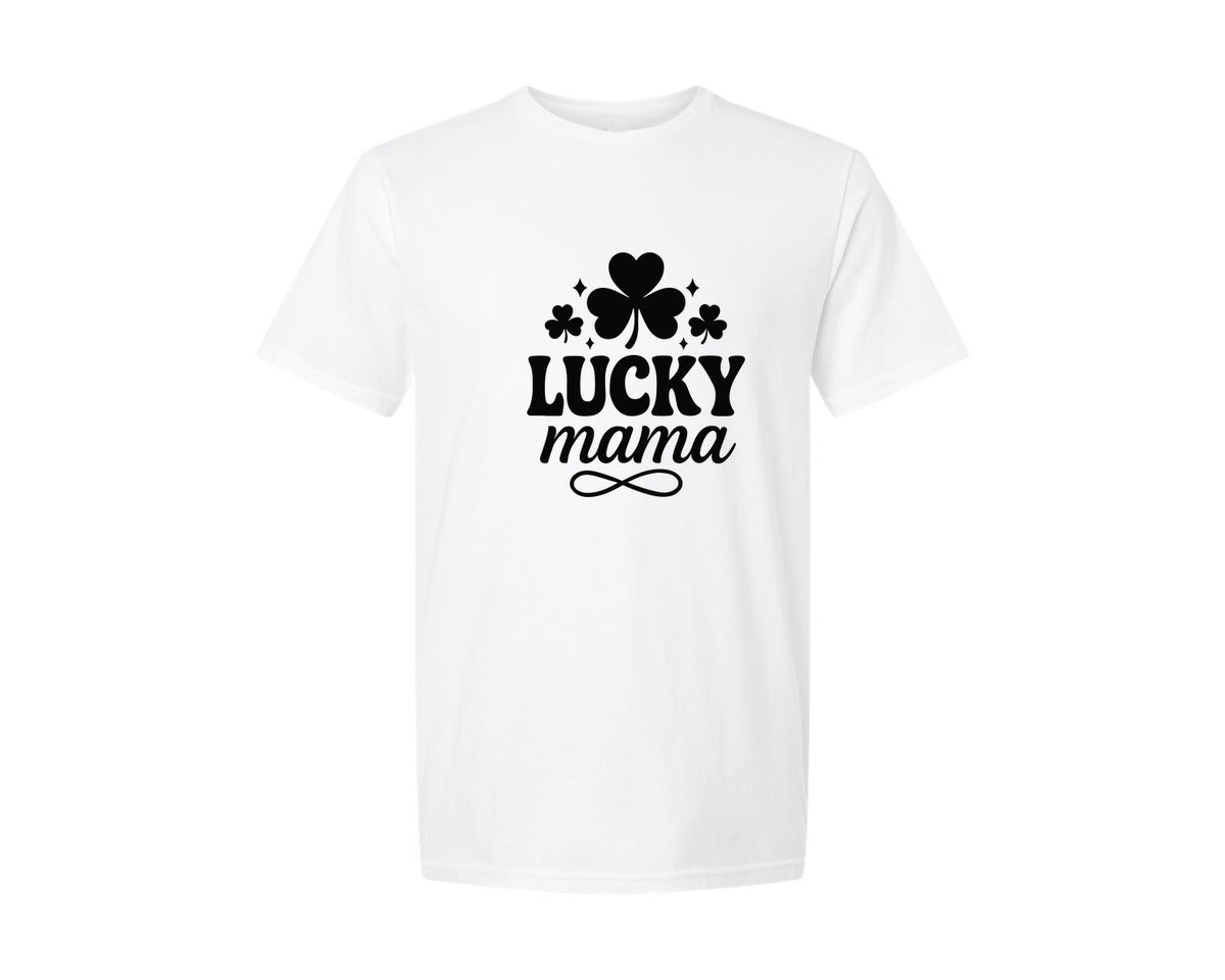 brand:Generic|color:White|Lucky Mama St Patricks Day 2 Graphic T-Shirt
