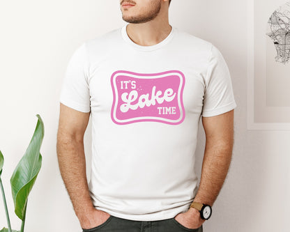 brand:Bella Canvas|color:White|Distressed Lake Life Its Lake Time Graphic T-Shirt