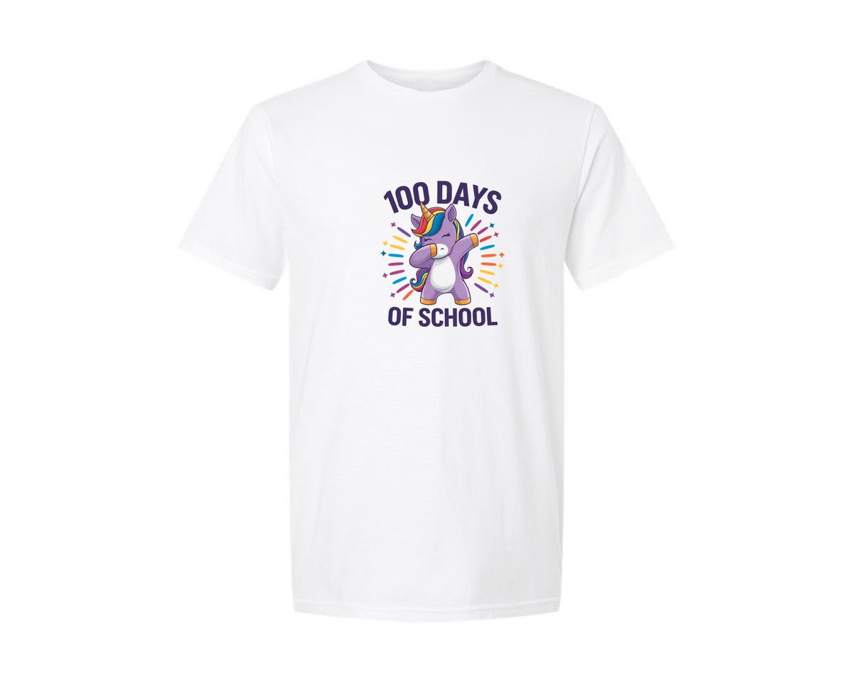 brand:Generic|color:White|100 Days Of School 4 Graphic T-Shirt