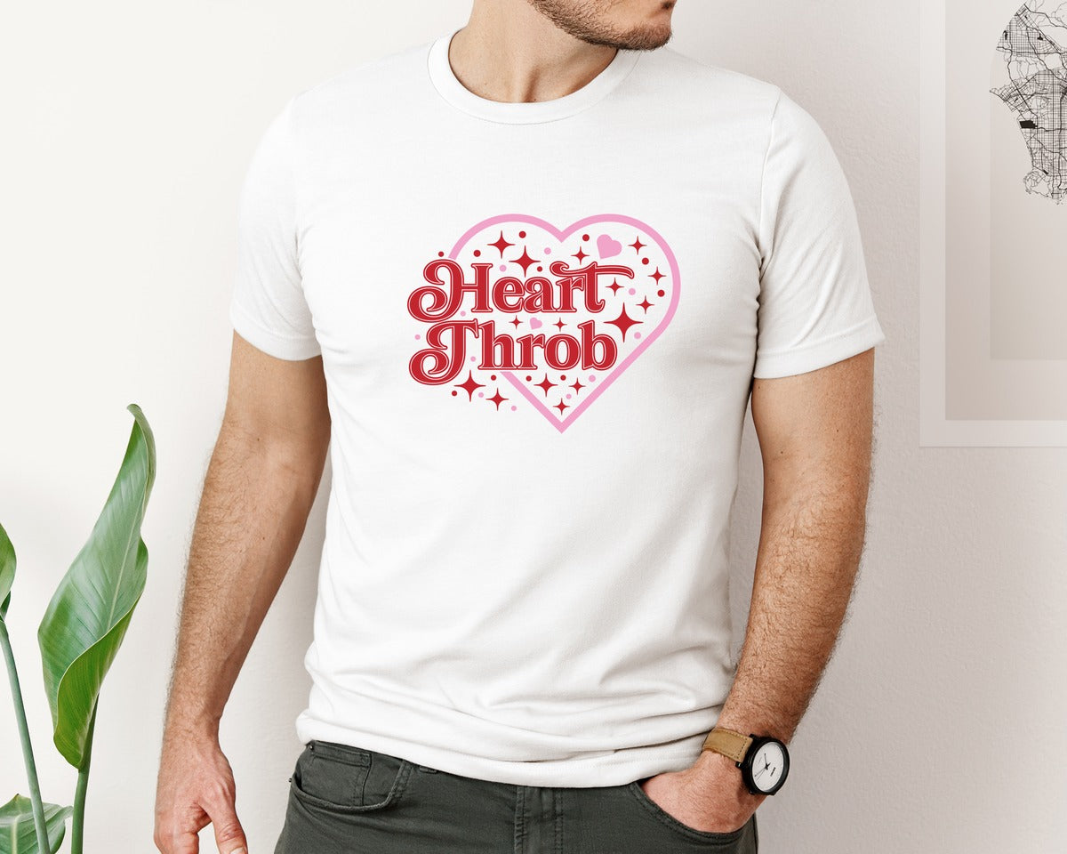 brand:Bella Canvas|color:White|Heart Throb Valentines Day T Shirt Graphic T-Shirt