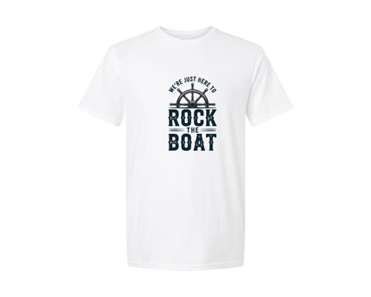 brand:Generic|color:White|Were Just Here To Rock The Boat 2 Graphic T-Shirt