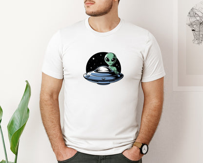 brand:Bella Canvas|color:White|Retro Vintage Ufo Alien T Shirt Design 4 Graphic T-Shirt