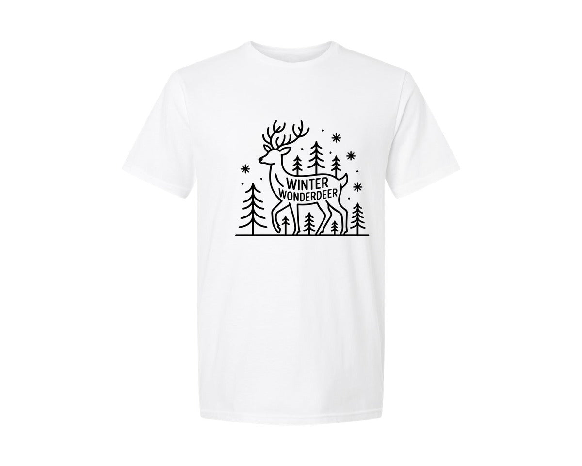 brand:Generic|color:White|Winter Wonderdeer Graphic T-Shirt