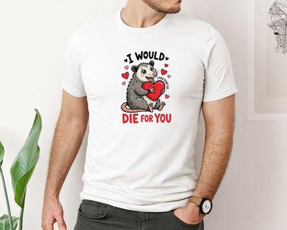 brand:Bella Canvas|color:White|Funny Opossum Valentines Day Graphic T-Shirt