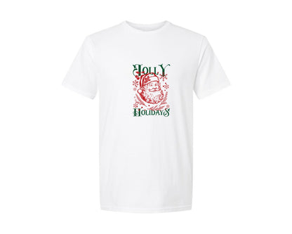 brand:Generic|color:White|Jolly Holidays Vintage Holiday Typograph Graphic T-Shirt