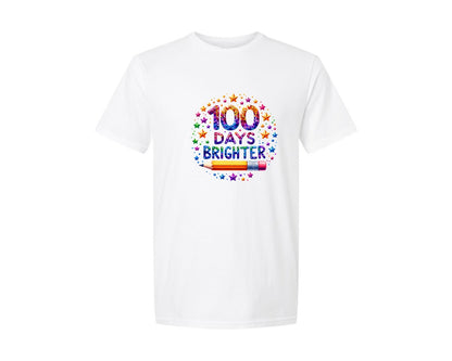 brand:Generic|color:White|100 Days Brighter School Kids Graphic T-Shirt