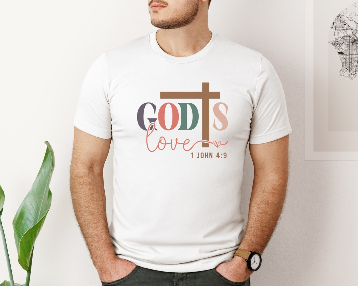brand:Bella Canvas|color:White|Gods Love Boho Christian Graphic T-Shirt