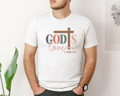 brand:Bella Canvas|color:White|Gods Love Boho Christian Graphic T-Shirt
