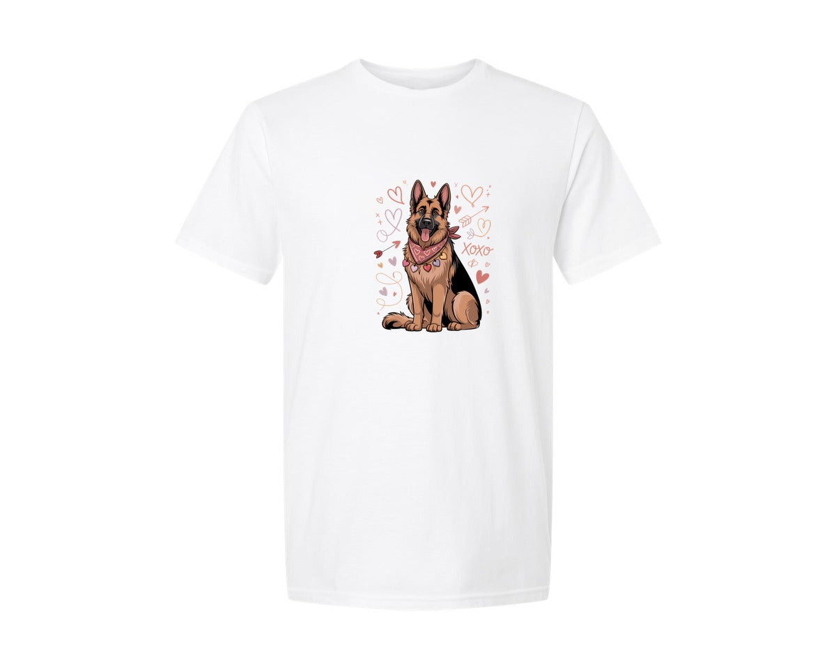 brand:Generic|color:White|Valentine German Shepherd T Shirt Graphic T-Shirt
