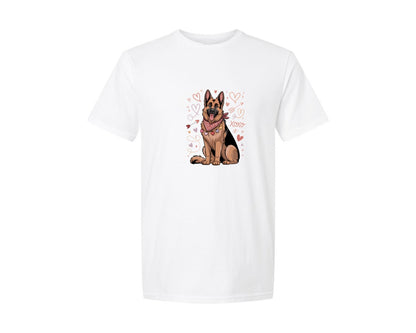 brand:Generic|color:White|Valentine German Shepherd T Shirt Graphic T-Shirt