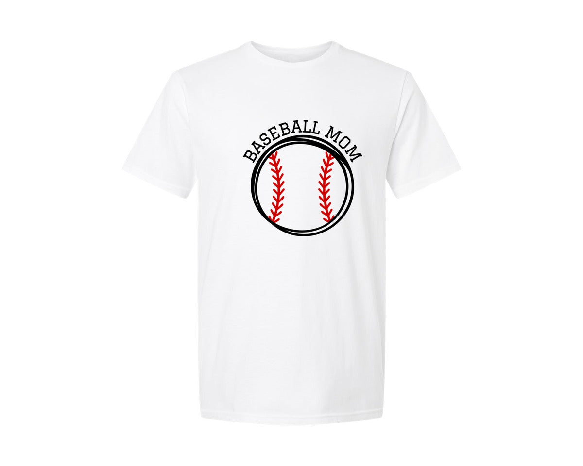 brand:Generic|color:White|Baseball Mama 62 Graphic T-Shirt