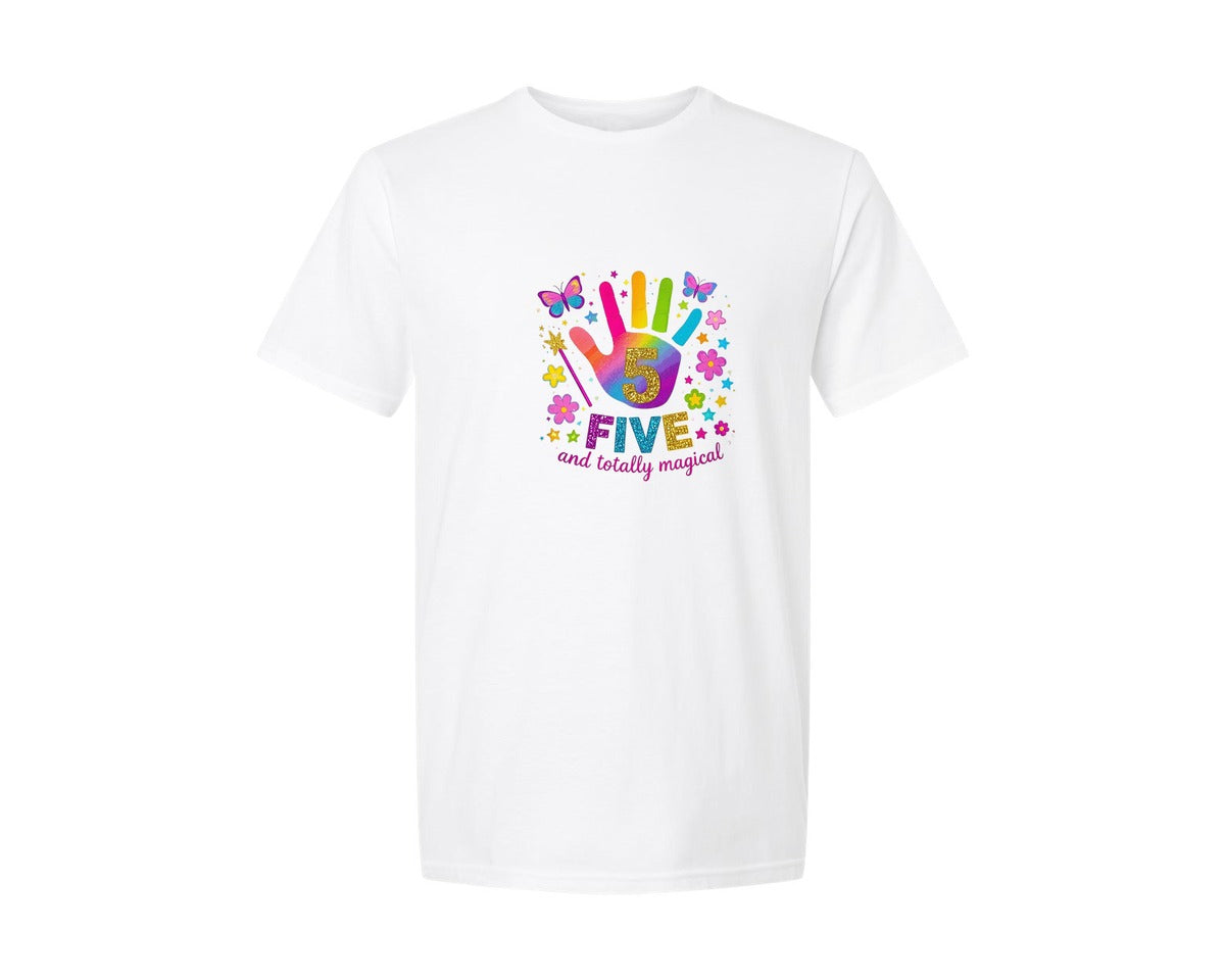 brand:Generic|color:White|Cute 5Th Birthday Handprint Art T Shirt Graphic T-Shirt