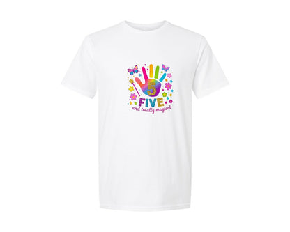 brand:Generic|color:White|Cute 5Th Birthday Handprint Art T Shirt Graphic T-Shirt
