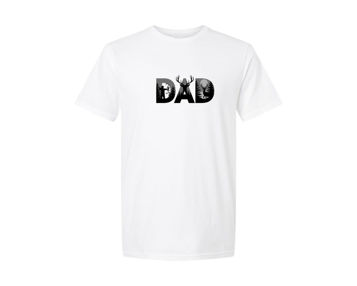brand:Generic|color:White|Deer Hunting Dad Fathers Day Graphic T-Shirt
