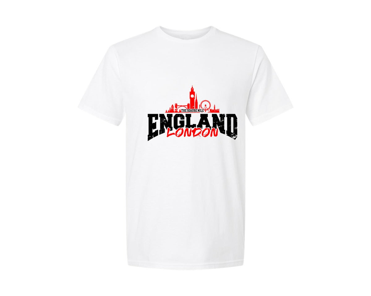 brand:Generic|color:White|Distressed London England Shirt Graphic T-Shirt