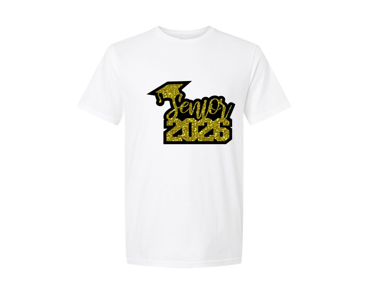 brand:Generic|color:White|Senior 2026 3D Cake Topper Graduation Graphic T-Shirt