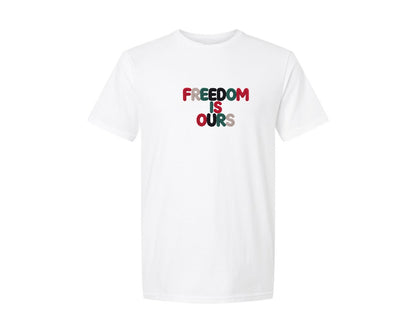 brand:Generic|color:White|Crochet Freedom Is Ours Graphic T-Shirt