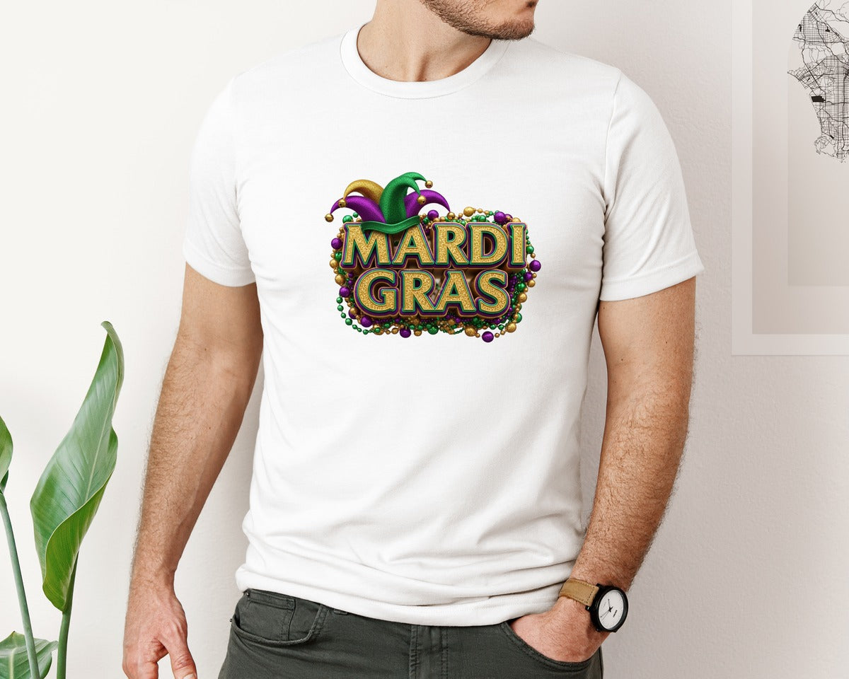 brand:Bella Canvas|color:White|Mardi Gras 78 Graphic T-Shirt