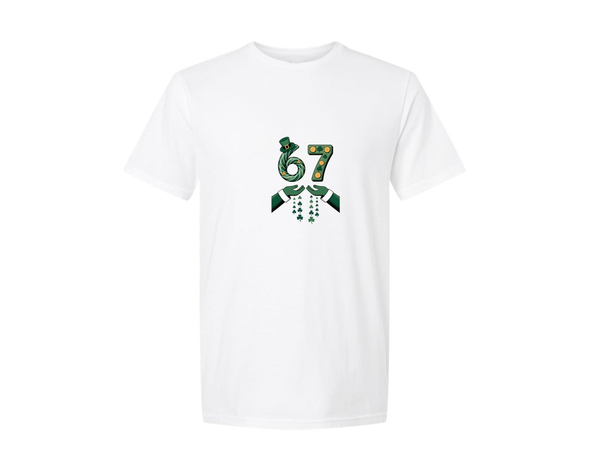 brand:Generic|color:White|St Patricks Day 67 Six Seven Graphic T-Shirt