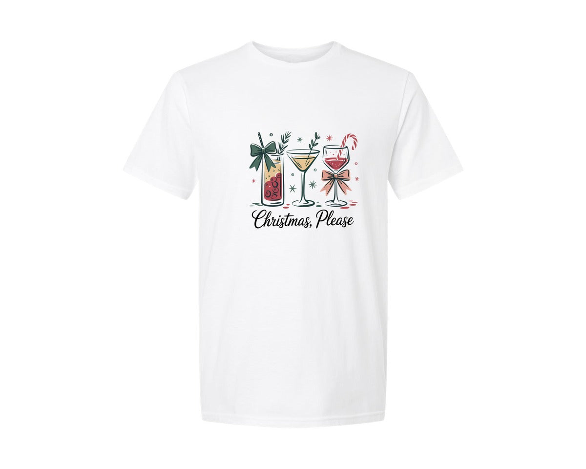 brand:Generic|color:White|Christmas Please Retro Festive Graphic T-Shirt