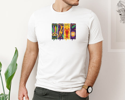 Mardi Gras Trumpet Crawfish Lantern Graphic T-Shirt