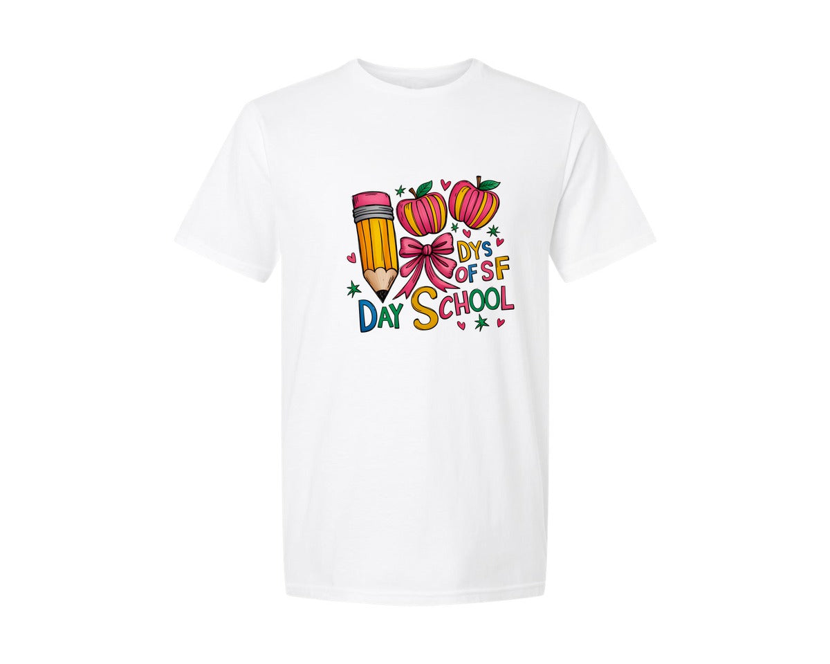 brand:Generic|color:White|Kid Drawn 100 Days Of School Crayon 3 Graphic T-Shirt