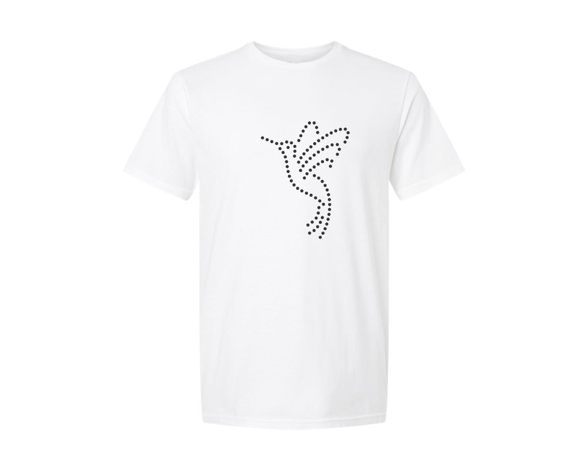 brand:Generic|color:White|Rhinestone Design Hummingbird Graphic T-Shirt