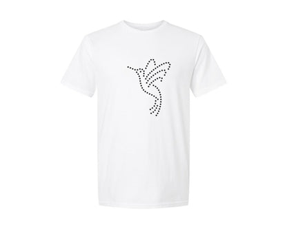 brand:Generic|color:White|Rhinestone Design Hummingbird Graphic T-Shirt