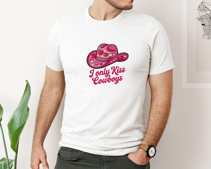 brand:Bella Canvas|color:White|I Only Kiss Cowboys Graphic T-Shirt