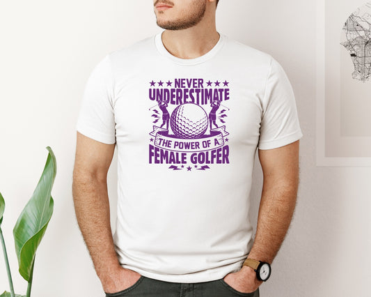 Female Golfer Golf Club T Shirt Design Graphic T-Shirt