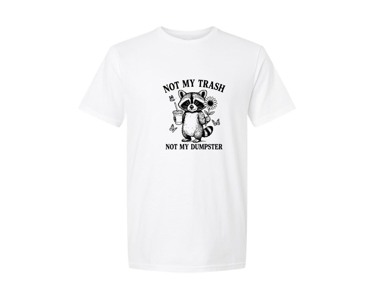 brand:Generic|color:White|Not My Trash Not My Dumpster Raccoon 3 Graphic T-Shirt