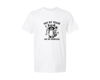 brand:Generic|color:White|Not My Trash Not My Dumpster Raccoon 3 Graphic T-Shirt