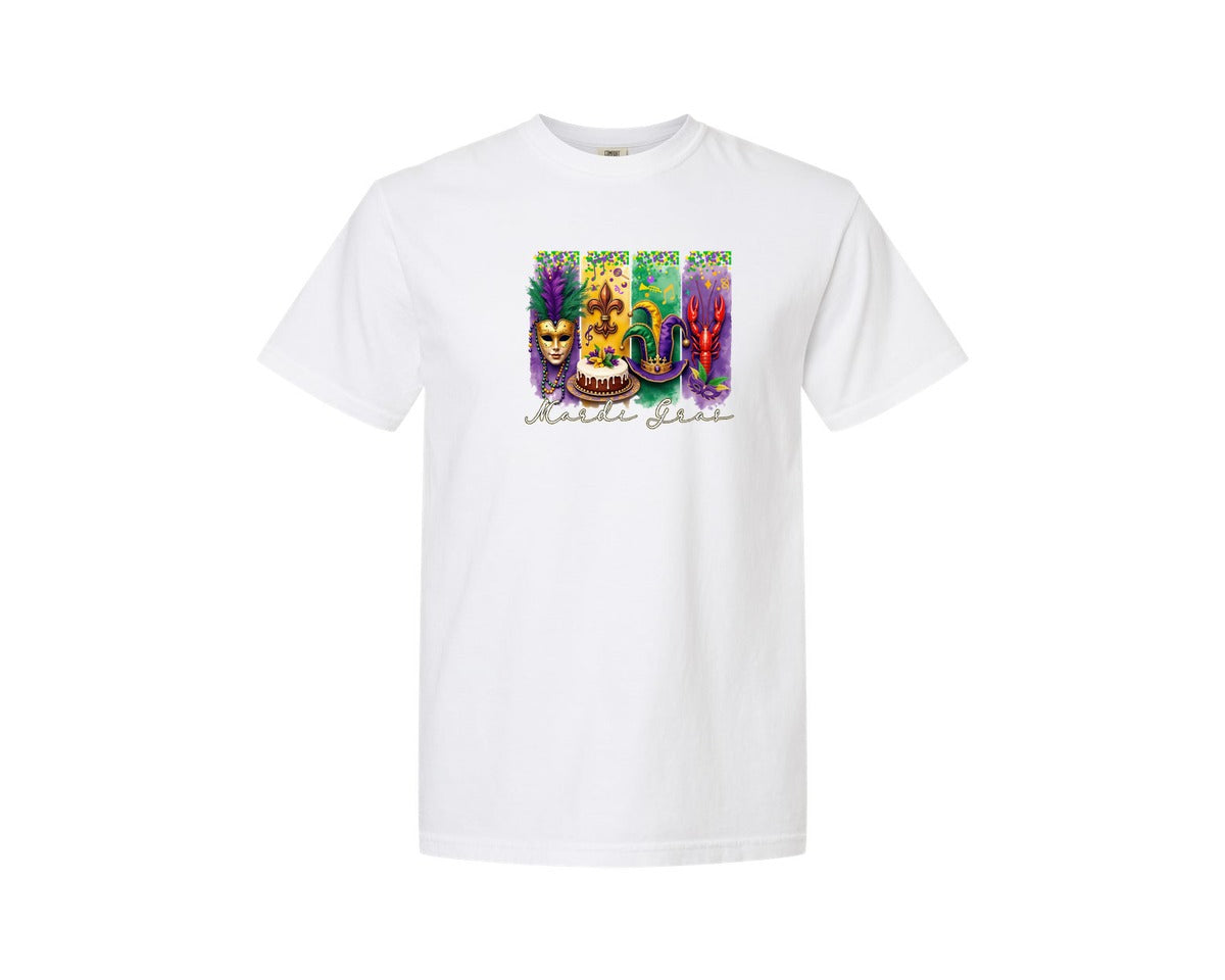 brand:Comfort Colors|color:White|Mardi Gras Coquette 2 Graphic T-Shirt