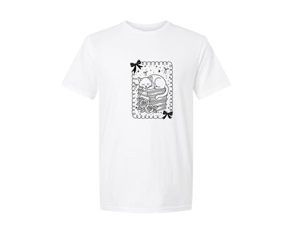 brand:Generic|color:White|Cat On Book Stack Graphic T-Shirt