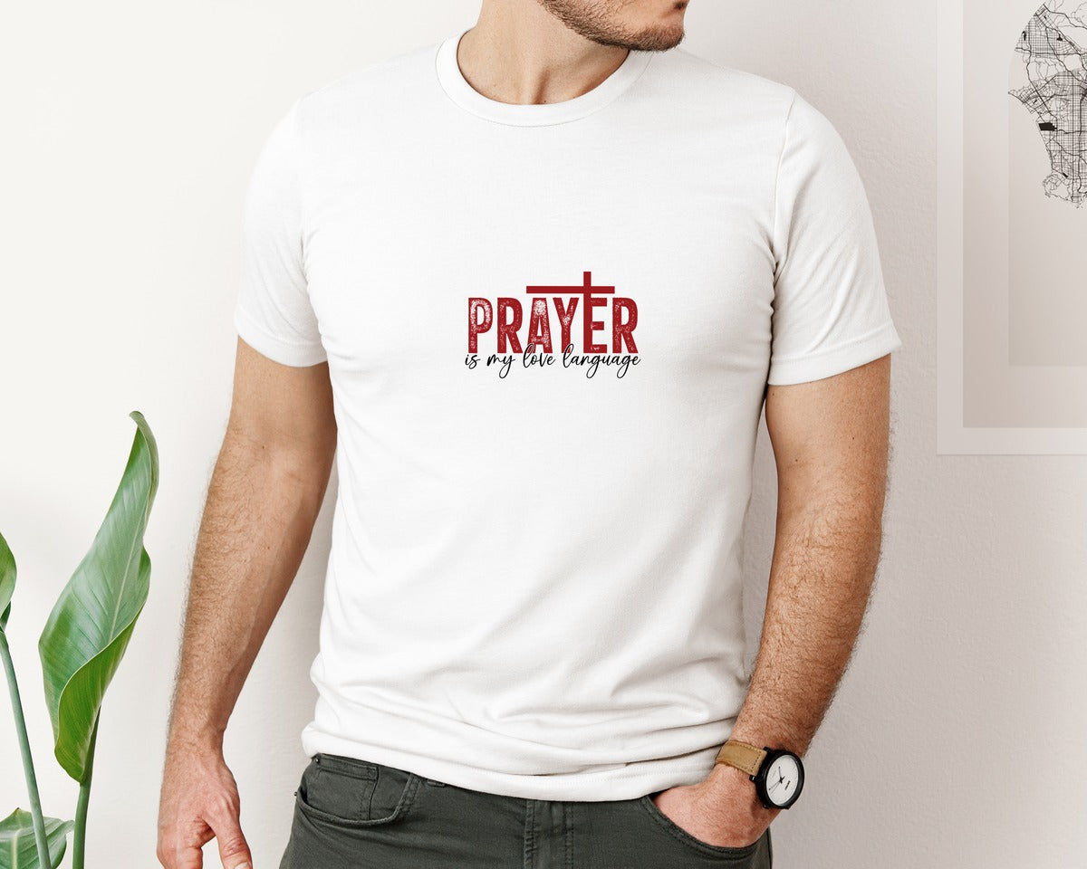 brand:Bella Canvas|color:White|Prayer Is My Love Language Svgpng Graphic T-Shirt