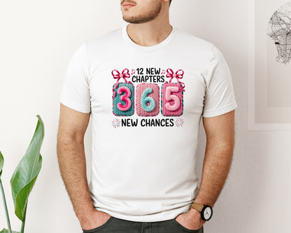 brand:Bella Canvas|color:White|12 New Chapters 365 New Chances Faux Graphic T-Shirt