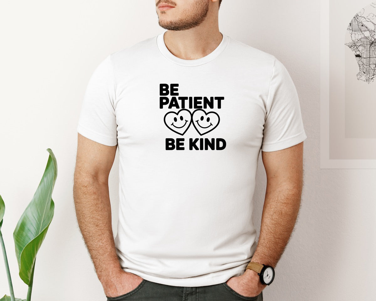 brand:Bella Canvas|color:White|Be Patient Be Kind Autism Shirt Graphic T-Shirt