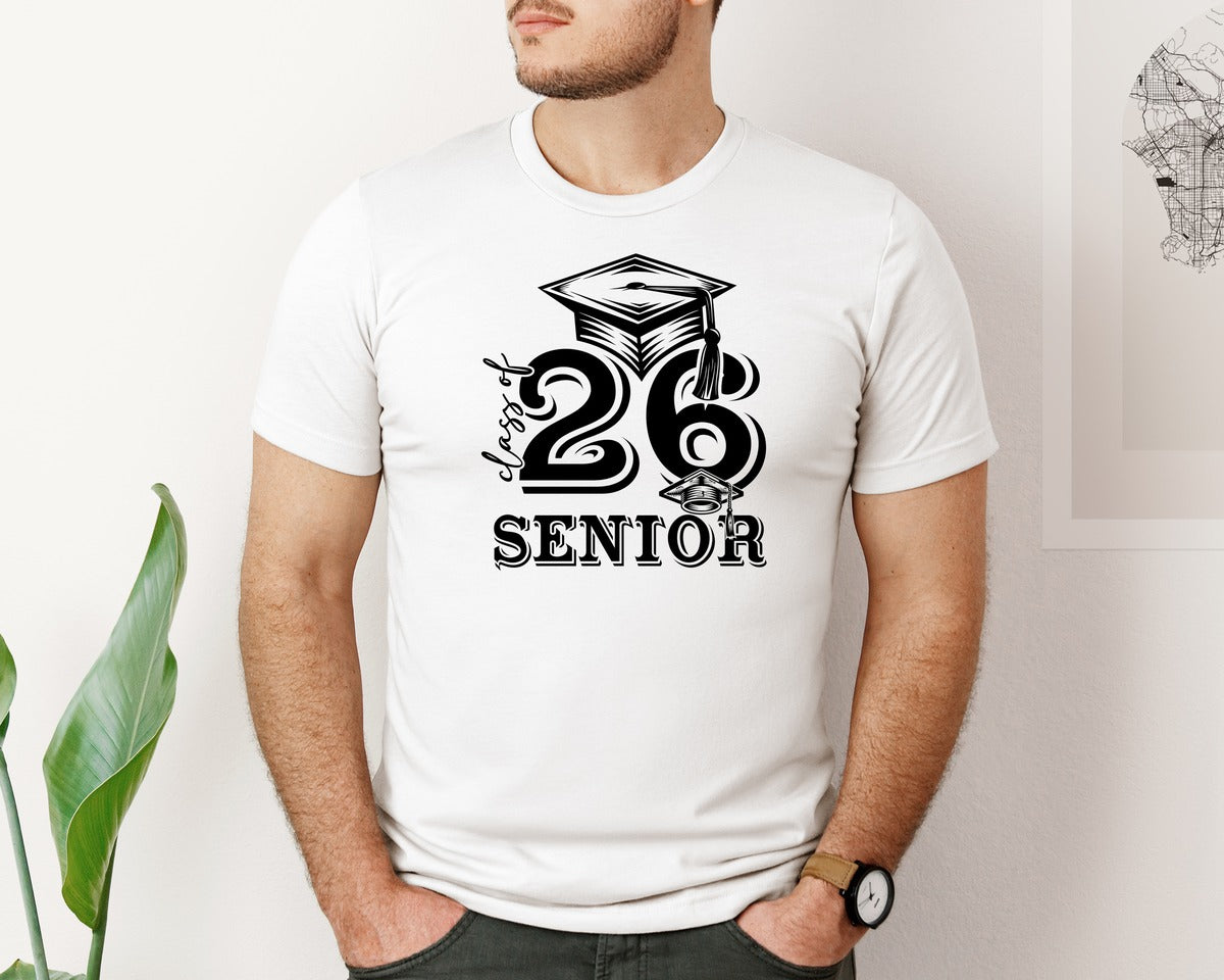 brand:Bella Canvas|color:White|Class Of 26 Senior Graphic T-Shirt